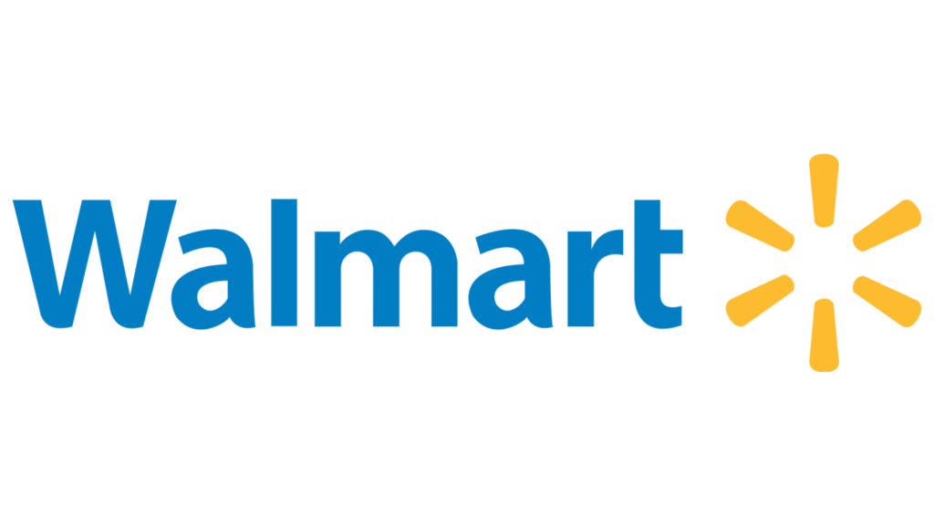 The blue and yellow Walmart logo.