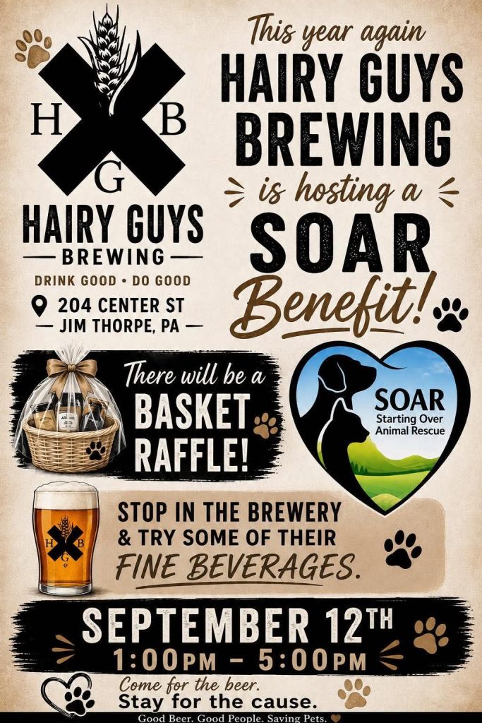 Flyer for Hairy Guys Brewing 2026 event.
